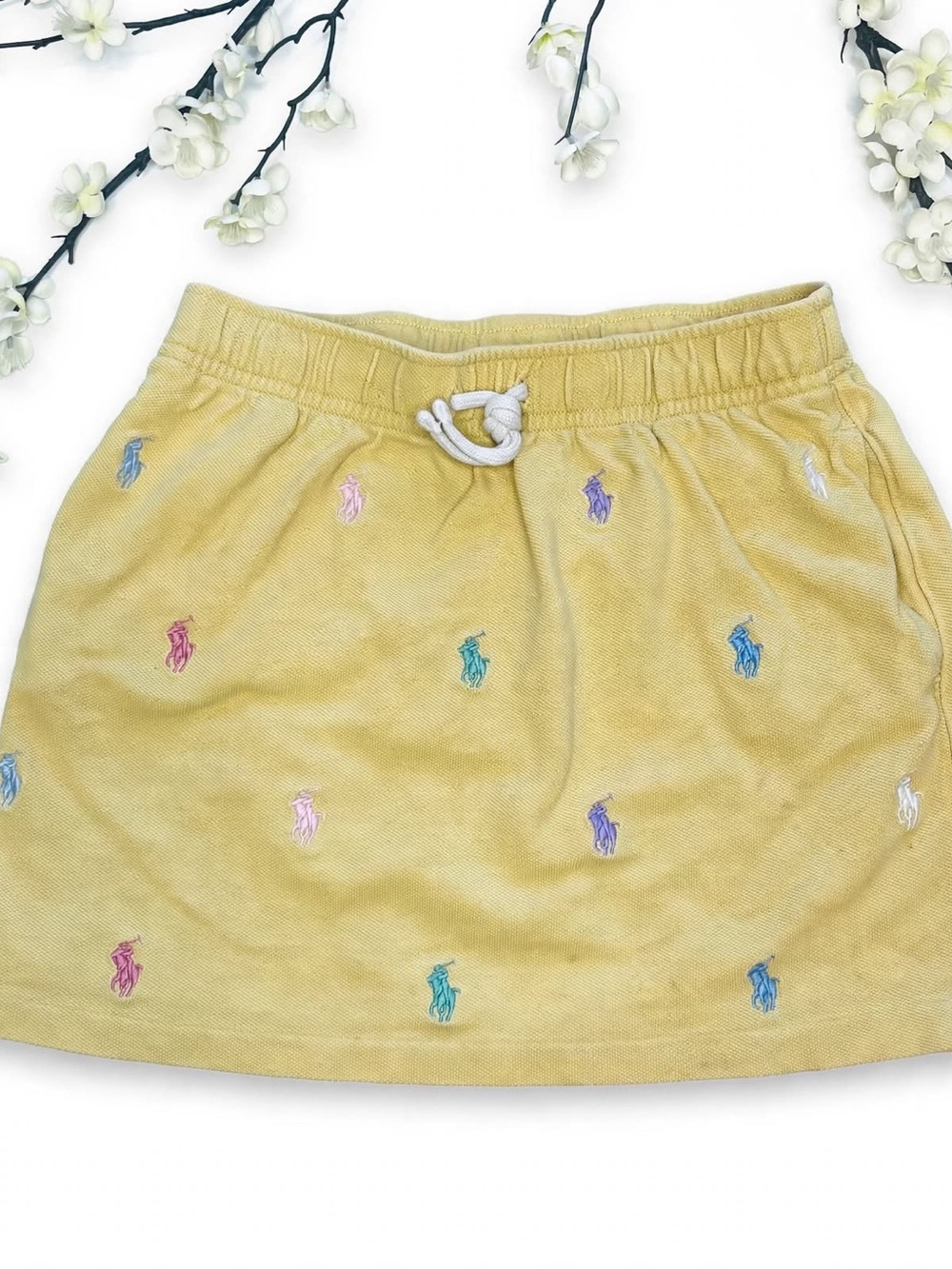 Polo by Ralph Lauren Yellow Mini Skirt with Multicolor Pony Embroidery